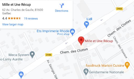itinéraire carte accès boutique Mille et Une Récup Gaillac Label Emmaüs